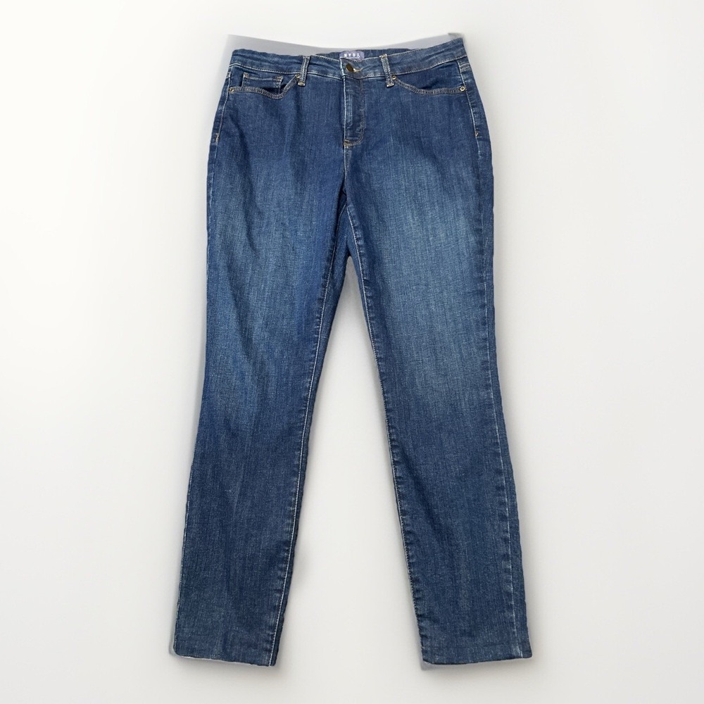 NYDJ Jeans Woman's Size 12 Blue Skinny Lift Tuck Stretch‎ Dark Wash 34x27.5
